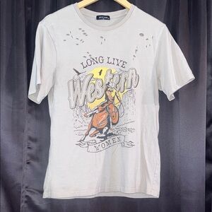 Tan Short Sleeve Tee with Vintage Graphic